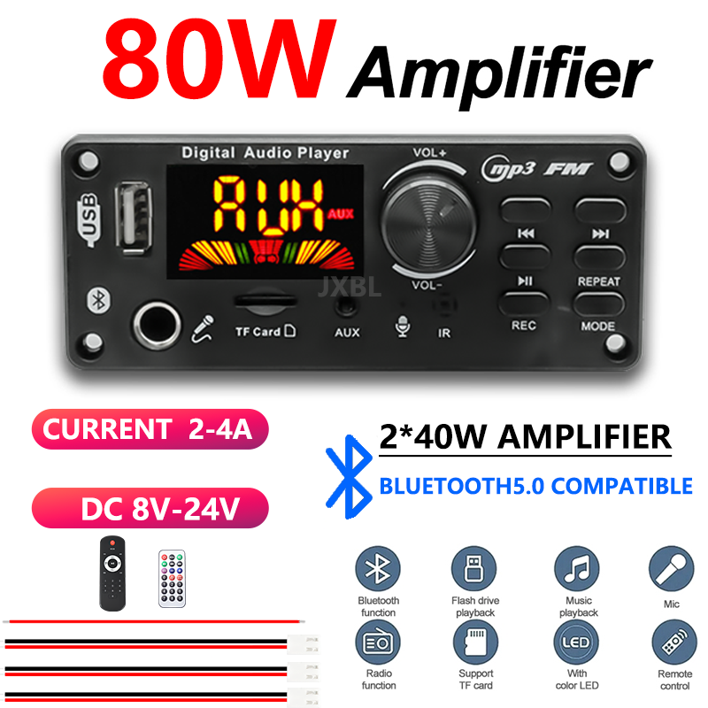 Audio Music App - 80W Bluetooth 5.0 MP3-Decoder-Board 2x40W Stereo-Audioplayer