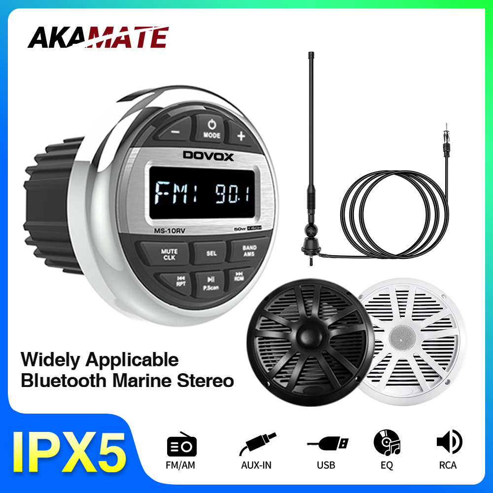 Audio Music App - Bootsradio-System, Media-Player, Marine-Radio/Lautsprecher/FM-AM-Antenne, wasserdichtes Bluetooth-MP3-Audio-Radio für