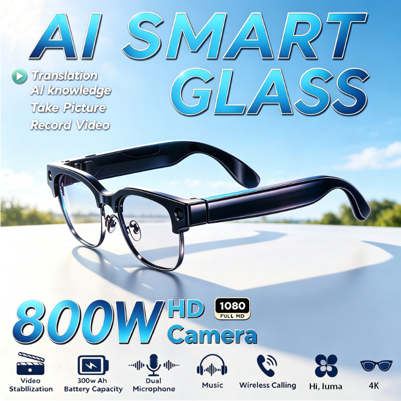 Audio With Music Ai - 800W HD Pixel Smart-Brille für Männer
