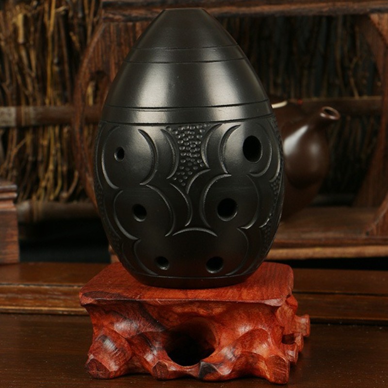 Ocarina Ceramic - 8-Loch-Okarina, schwarz, tragbar, Keramik, Xun, für