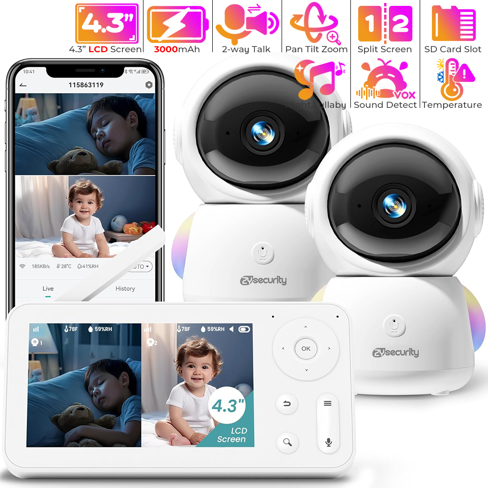 Audio Music App - 2K-Babyphone mit 2 Kameras und Audio,