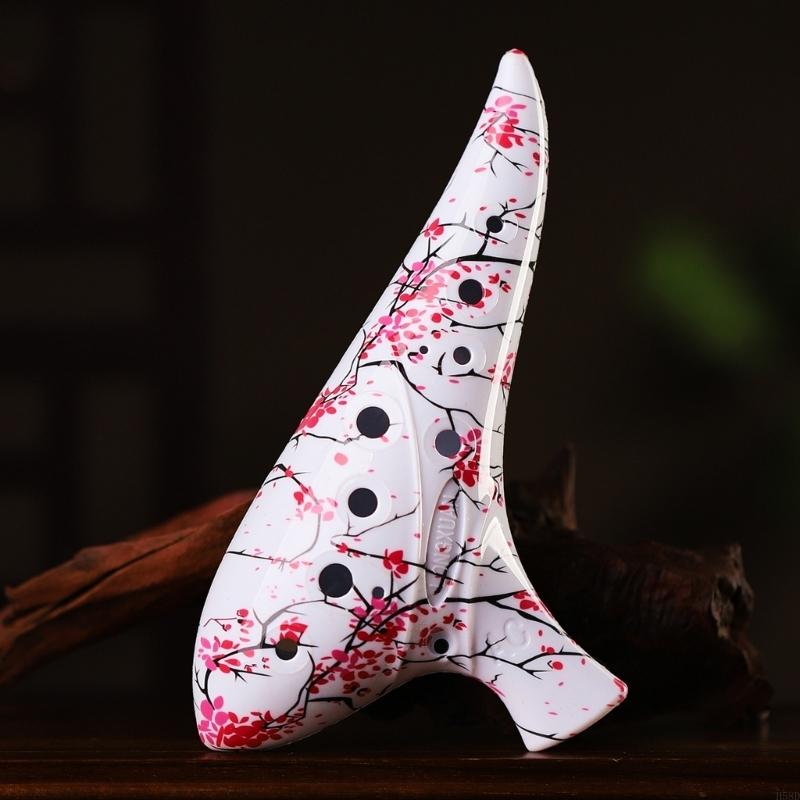 Ocarina Ceramic - Professionelle 12-Loch-Keramik-Okarina mit großem Oktavumfang, leicht
